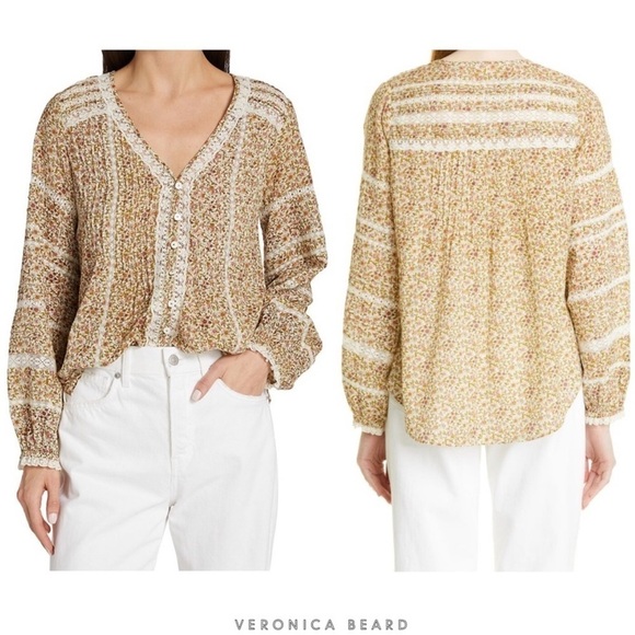 Veronica Beard | Lyanna Floral Lace Top Cotton Size 10 - Picture 2 of 9